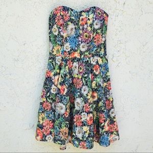 Colorful Strapless Sweetheart Flower Dress